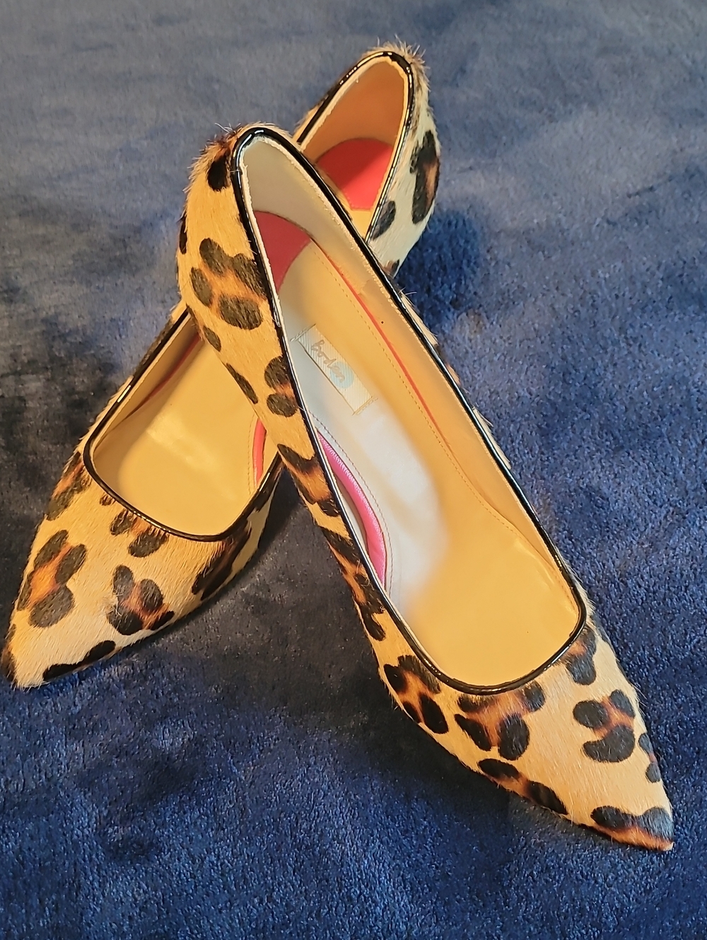 Boden Calf Hair Leather Leopard Animal Print Pointed Toe Heels Pumps 41